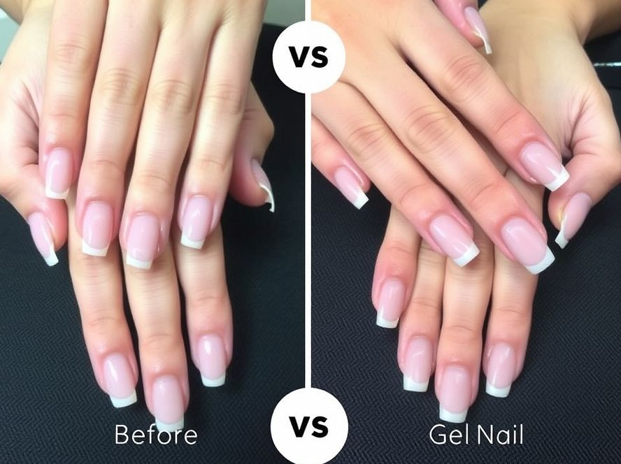 Comparison of acrylic nails vs gel nails on hands at Lincoln CT Nail Spa