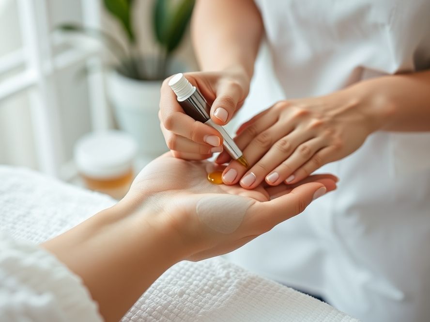 Relaxing hand massage during professional manicure at Lincoln CT Nail Spa