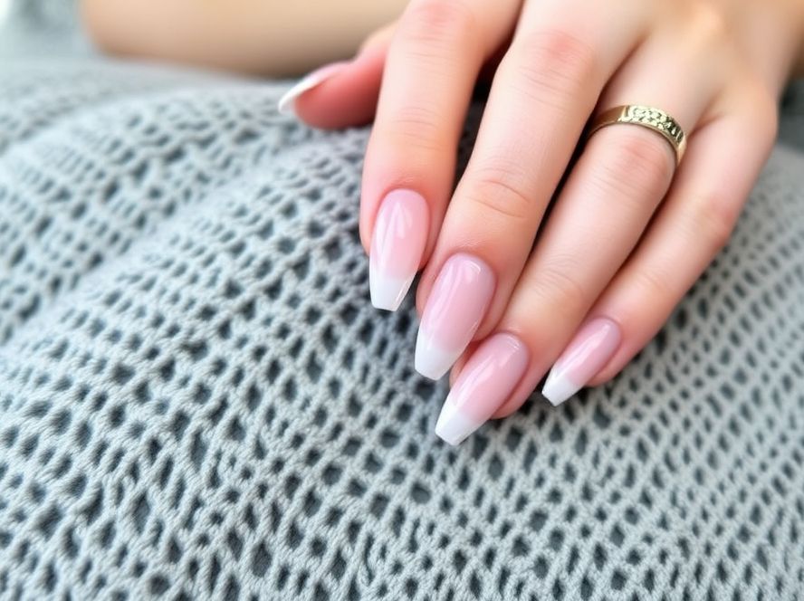 Woman showing freshly done acrylic nails in Lincoln CT Nail Spa with TPO Free care