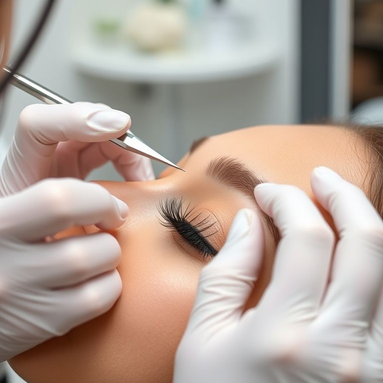 Application Process Close-Up Individual Lashes