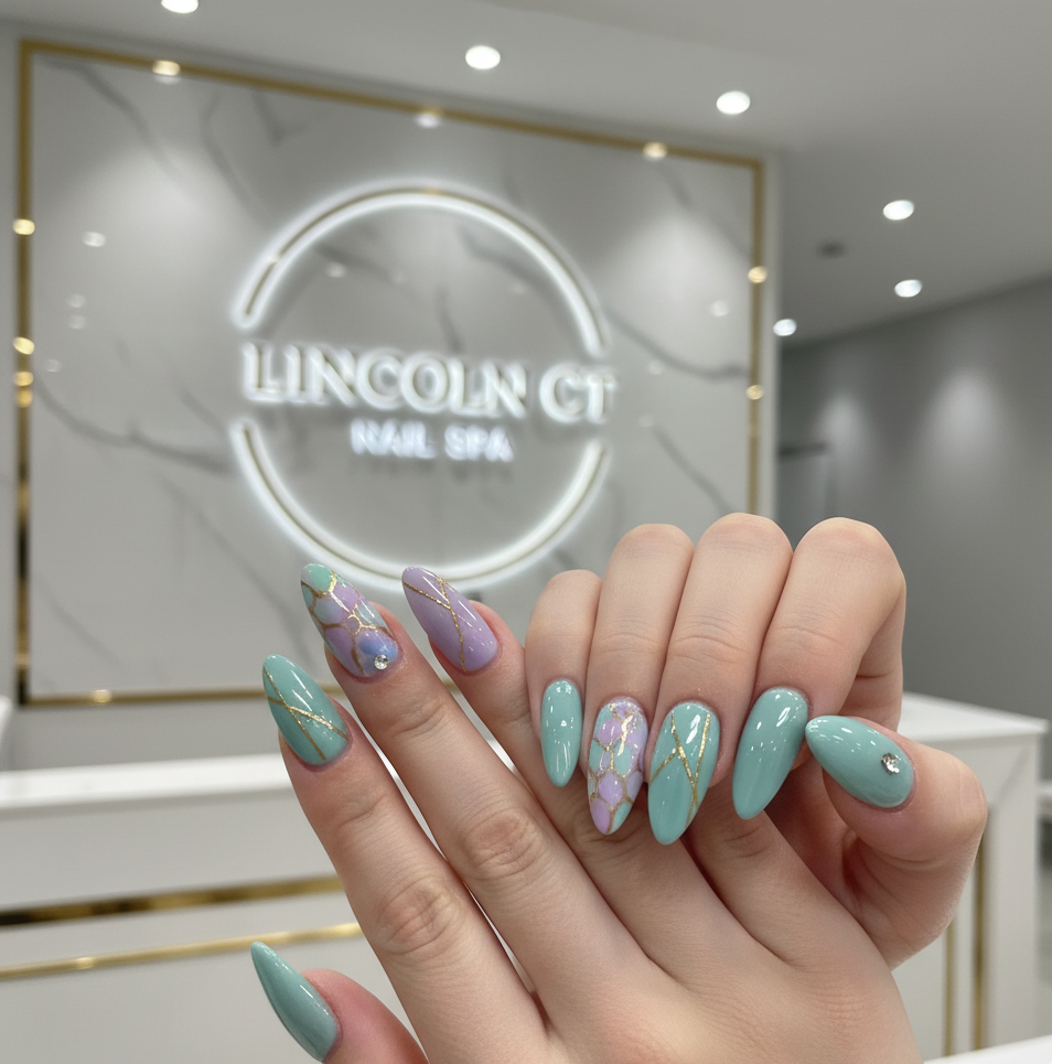 Luxury Acrylic Nails art at Lincoln CT Nail Spa
