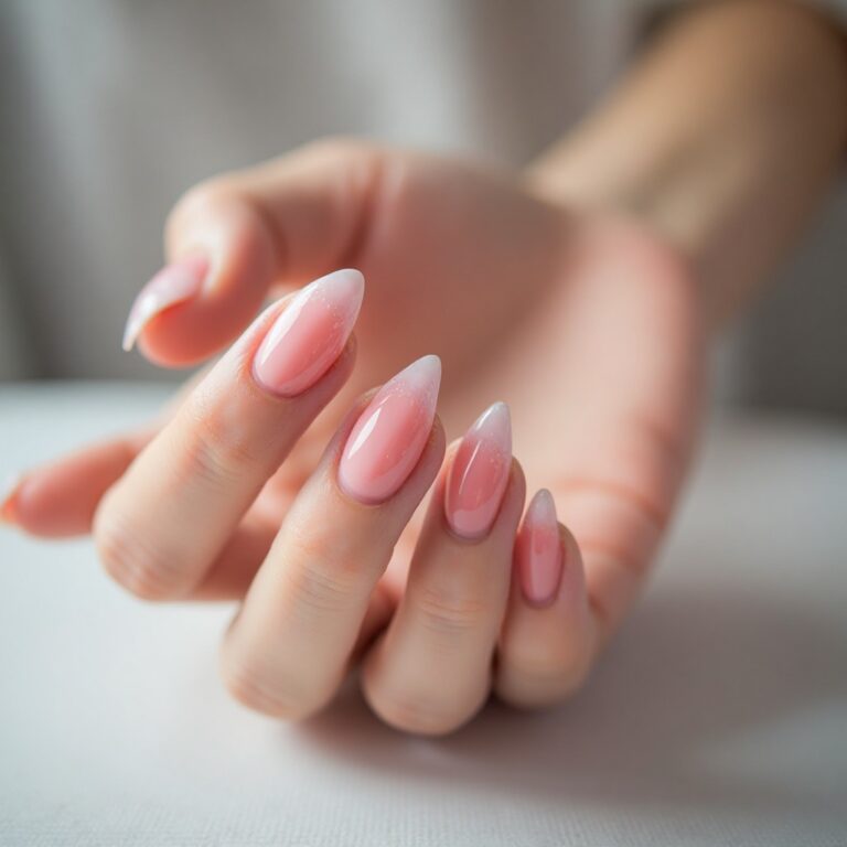 pink & white gel manicure at Lincoln CT Nail Spa 