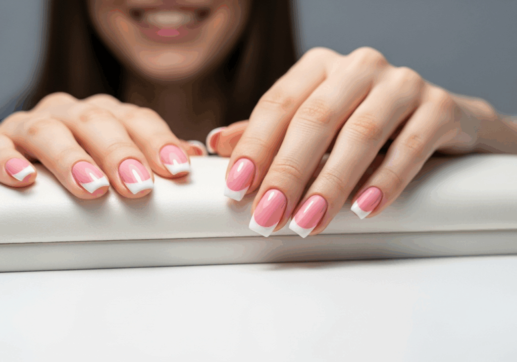 Pink and White Gel Nails at lincoln ct nail spa