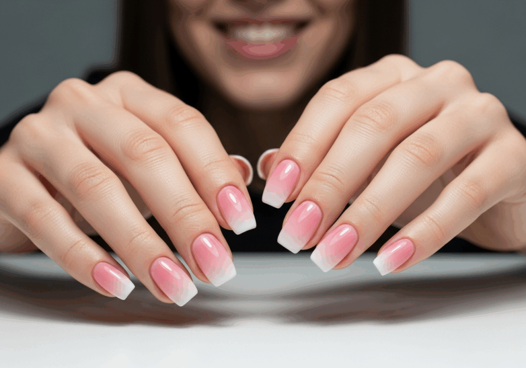 Pink and White Gel Nails at lincoln ct nail spa