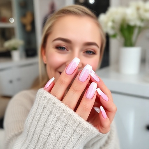 pink & white gel manicure at Lincoln CT Nail Spa